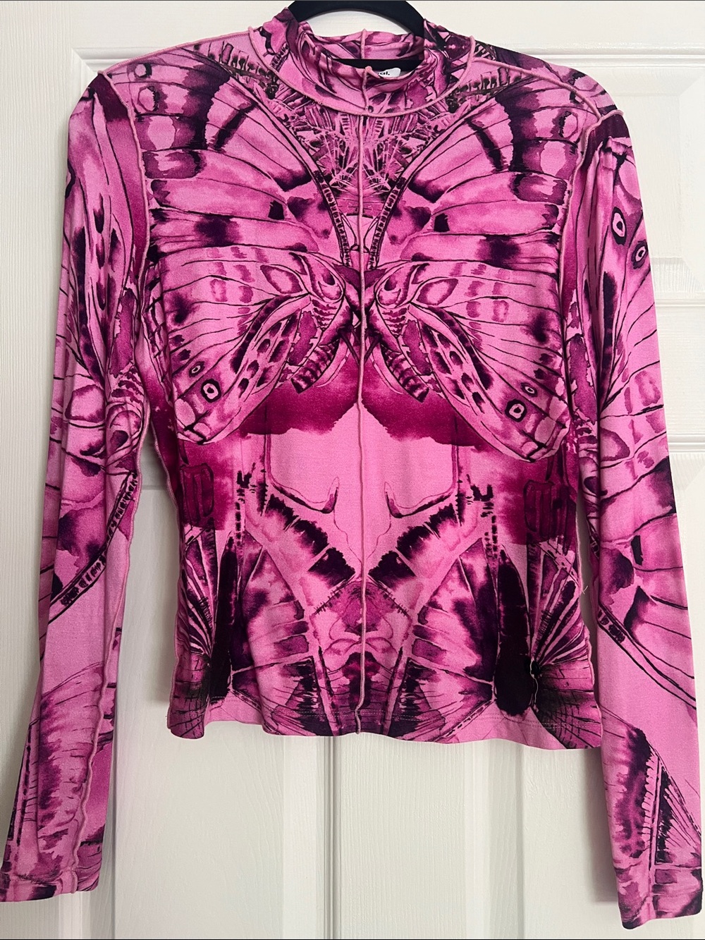 Desigual Pink Butterfly Print Long-Sleeve Top